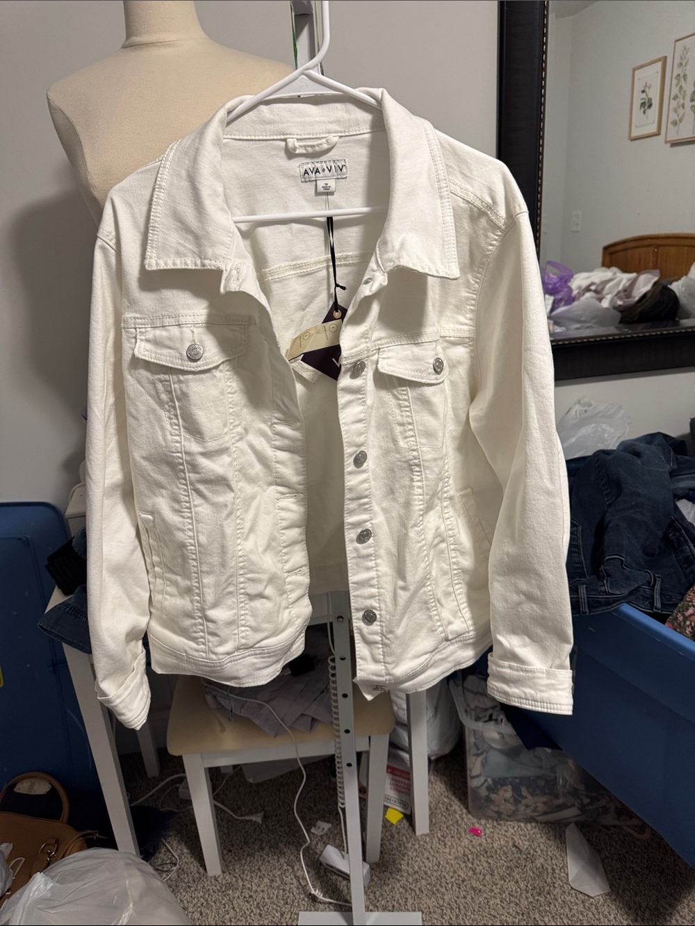Ava & Viv White Denim Trucker Jacket